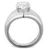 WildKlass Stainless Steel Ring High Polished (no Plating) Women AAA Grade CZ Clear-WildKlass Jewelry