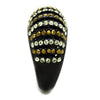 WildKlass Stainless Steel Ring IP Black Women Top Grade Crystal Multi Color-WildKlass Jewelry