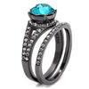 WildKlass Stainless Steel Ring IP Light Black (IP Gun) Women Top Grade Crystal Blue Zircon-WildKlass Jewelry