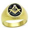 WildKlass Stainless Steel Masonic Ring IP Gold Men Top Grade Crystal Clear-WildKlass Jewelry