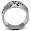 WildKlass Stainless Steel Ring High Polished (no Plating) Women with side flower design-WildKlass Jewelry