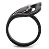 WildKlass Stainless Steel Ring IP Black Women Top Grade Crystal Light Rose-WildKlass Jewelry