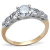 WildKlass Stainless Steel Ring Two-Tone IP Rose Gold Women AAA Grade CZ Clear-WildKlass Jewelry