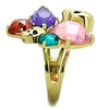 WildKlass Stainless Steel Ring IP Gold Women AAA Grade CZ Multi Color-WildKlass Jewelry