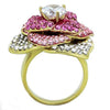 WildKlass Stainless Steel Ring IP Gold Women AAA Grade CZ Clear-WildKlass Jewelry
