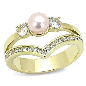WildKlass Stainless Steel Ring IP Gold Women Synthetic Rose-WildKlass Jewelry