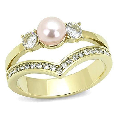 WildKlass Stainless Steel Ring IP Gold Women Synthetic Rose-WildKlass Jewelry