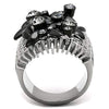 WildKlass Stainless Steel Ring Two-Tone IP Black Women Top Grade Crystal Black Diamond-WildKlass Jewelry