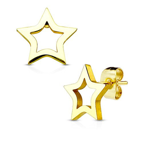 Pair of Hollow Star 316L Stainless Steel WildKlass Earring Studs-WildKlass Jewelry