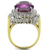 WildKlass Stainless Steel Ring Two-Tone IP Gold Women Top Grade Crystal Amethyst-WildKlass Jewelry