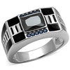 WildKlass Stainless Steel Ring High Polished Men AAA Grade CZ Black Diamond-WildKlass Jewelry