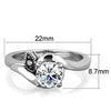 WildKlass Stainless Steel Ring High Polished (no Plating) Women AAA Grade CZ Clear-WildKlass Jewelry