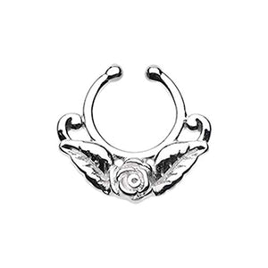 Rose Blossom Icon WildKlass Fake Septum Clip-On Ring-WildKlass Jewelry