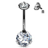 Prong Set Titanium IP Over Internally Threaded 316L Surgical Steel WildKlass Navel Ring-WildKlass Jewelry