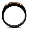WildKlass Stainless Steel Ring IP Black Women Top Grade Crystal Champagne-WildKlass Jewelry