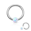 WildKlass Jewelry Opal Captive Bead Synthetic Opal Ball 316L Surgical Steel Silver Spakle-WildKlass Jewelry
