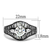 WildKlass Stainless Steel Ring IP Light Black (IP Gun) Women AAA Grade CZ Clear-WildKlass Jewelry