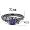 WildKlass Stainless Steel Ring IP Light Black (IP Gun) Women AAA Grade CZ Tanzanite-WildKlass Jewelry