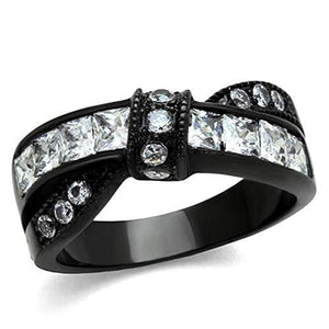 WildKlass Stainless Steel Ring IP Black Women AAA Grade CZ Clear-WildKlass Jewelry