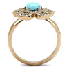 WildKlass Stainless Steel Ring IP Rose Gold Women Synthetic Sea Blue-WildKlass Jewelry