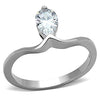 WildKlass Stainless Steel Solitaire Ring High Polished (no Plating) Women AAA Grade CZ Clear-WildKlass Jewelry