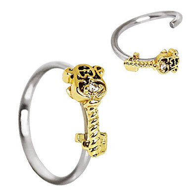 316L Stainless Steel Golden Key Seamless WildKlass Circular Ring/Cartilage Earring-WildKlass Jewelry