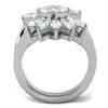 WildKlass Stainless Steel Ring High Polished (no Plating) Women Grade Six CZ Clear-WildKlass Jewelry