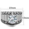 WildKlass Stainless Steel Pave Ring High Polished (no Plating) Women AAA Grade CZ Clear-WildKlass Jewelry