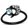 WildKlass Stainless Steel Animals Ring IP Black Women Top Grade Crystal Sea Blue-WildKlass Jewelry