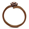 WildKlass Stainless Steel Ring IP Coffee Light Women Top Grade Crystal Light Peach-WildKlass Jewelry