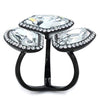 WildKlass Stainless Steel Ring IP Black Women Top Grade Crystal Clear-WildKlass Jewelry