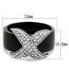 WildKlass Stainless Steel Ring Two-Tone IP Black Men Top Grade Crystal Clear-WildKlass Jewelry