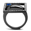WildKlass Stainless Steel Ring IP Light Black (IP Gun) Women Top Grade Crystal Capri Blue-WildKlass Jewelry