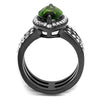 WildKlass Stainless Steel Ring IP Light Black (IP Gun) Women Synthetic Peridot-WildKlass Jewelry