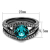 WildKlass Stainless Steel Ring IP Light Black (IP Gun) Women Top Grade Crystal Blue Zircon-WildKlass Jewelry