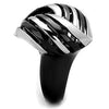 WildKlass Stainless Steel Ring Two-Tone IP Black Women-WildKlass Jewelry