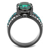 WildKlass Stainless Steel Ring IP Light Black (IP Gun) Women Top Grade Crystal Emerald-WildKlass Jewelry