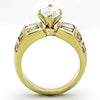 WildKlass Stainless Steel Engagement Ring IP Gold Women AAA Grade CZ Clear-WildKlass Jewelry