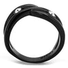 WildKlass Stainless Steel Ring IP Black Women Top Grade Crystal Clear-WildKlass Jewelry