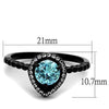 WildKlass Stainless Steel Ring IP Women AAA Grade CZ Sea Blue-WildKlass Jewelry