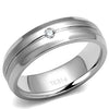 WildKlass Stainless Steel Ring High Polished Men AAA Grade CZ Clear-WildKlass Jewelry