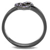 WildKlass Stainless Steel Ring IP Light Black (IP Gun) Women Top Grade Crystal Light Amethyst-WildKlass Jewelry