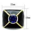 WildKlass Stainless Steel Ring IP GoldMen AAA Grade CZ London Blue-WildKlass Jewelry