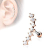 WildKlass Lined CZ Curve Top 316L Surgical Steel Ear Cartilage Barbell Studs-WildKlass Jewelry