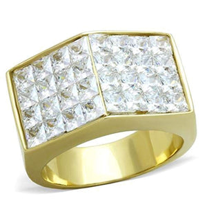 WildKlass Stainless Steel Ring IP Gold Men AAA Grade CZ Clear-WildKlass Jewelry