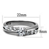 WildKlass Stainless Steel Ring High Polished Women AAA Grade CZ Clear-WildKlass Jewelry