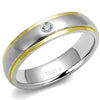 WildKlass Stainless Steel Ring Two-Tone IP Gold Men AAA Grade CZ Clear-WildKlass Jewelry