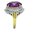 WildKlass Stainless Steel Ring Two-Tone IP Gold Women Top Grade Crystal Amethyst-WildKlass Jewelry