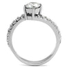WildKlass Stainless Steel Ring High Polished Women AAA Grade CZ Clear-WildKlass Jewelry