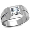 WildKlass Stainless Steel Ring High Polished (no Plating) Men AAA Grade CZ Clear-WildKlass Jewelry